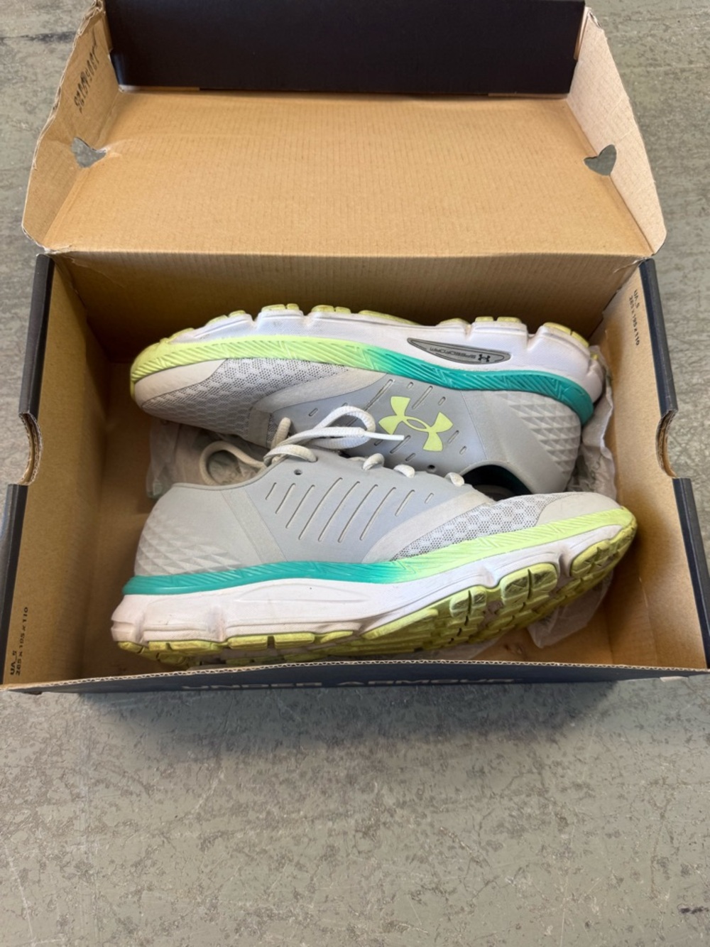 Under Armour W Micro G Pulse Light Gray with Teal & Lime Accents athletic shoes